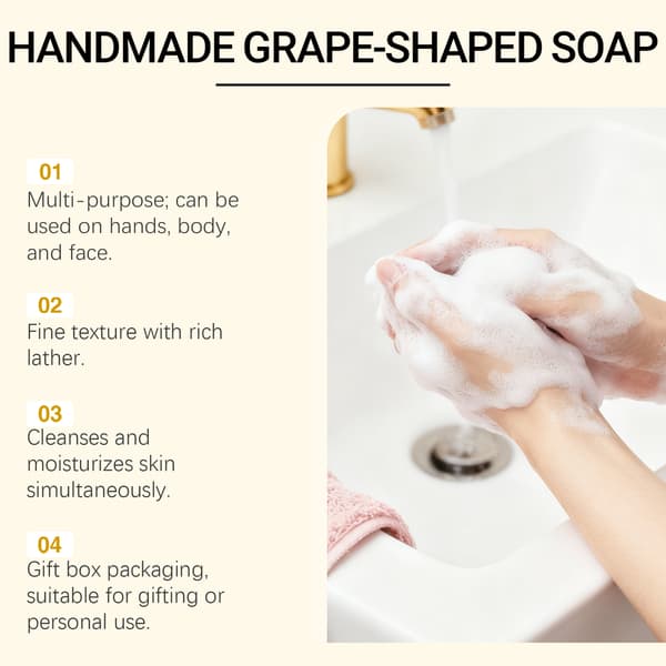 Tea Tree Gem Grape Soap (presentförpackning) - Handgjord DIY Gem Transparent Grape Bundle Soap Gift Set - Skonsam handrengöring och vård