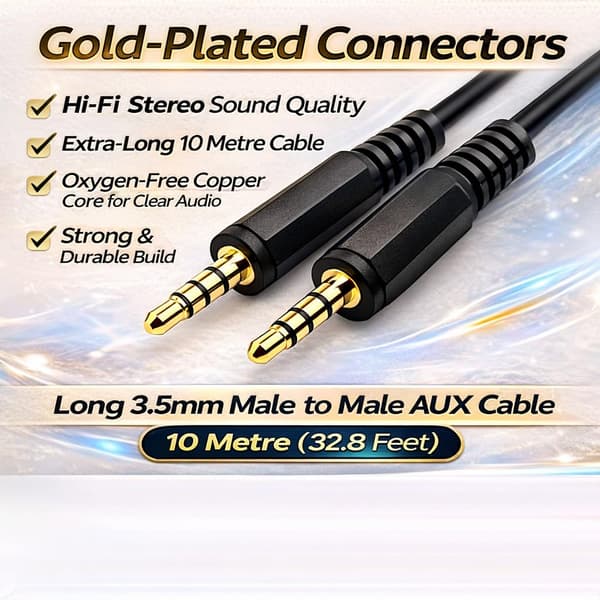10-meter 3.5mm han stereo stik-til-stik lydkabel til salg.