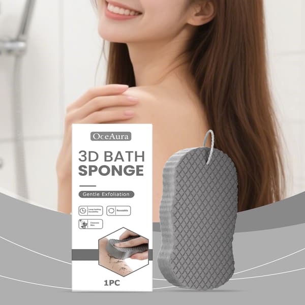 3D Eksfolierende Svamp - Blødt og Elastisk Materiale, Vaskbar og Genanvendelig til Eksfoliering og Fjernelse af Pletter.