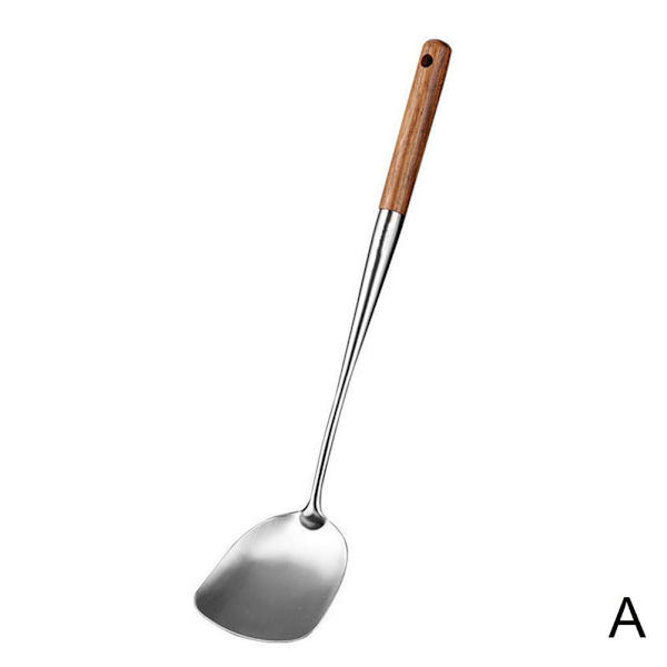 Wokspatel och slevset, 43 cm köksredskap i stål Hot з{ яη л⭐ S1D8 Silver+log colorB Spoon