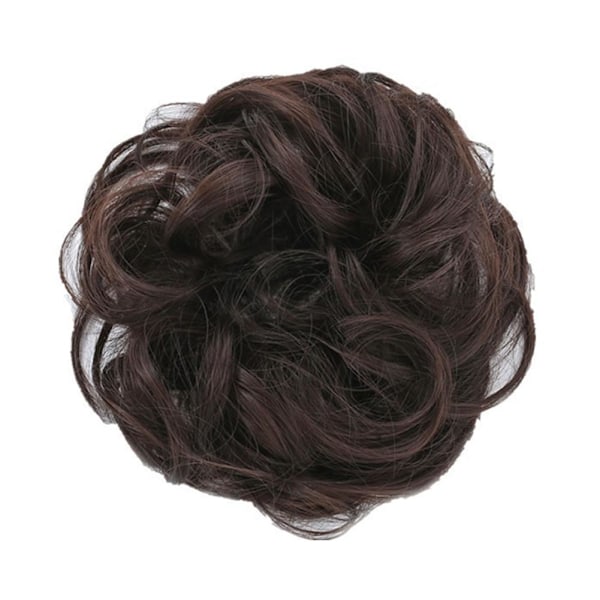 Lockigt, rörigt hårbulle-hårstycke uppsättning scrunchie falsk naturlig bobble hårförlängning light brown 13cm