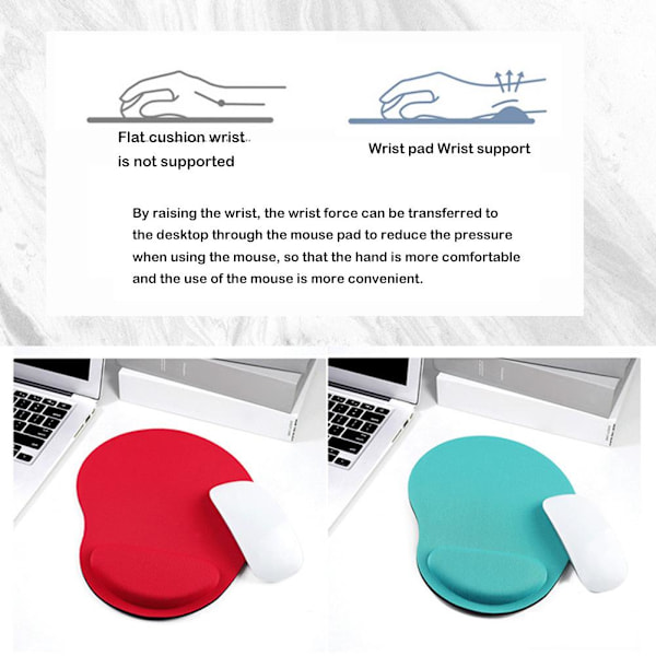 Musmatta med handledsstöd – Ergonomisk komfortmatta – Halkfri – PC – Laptop – Com· pink One-size