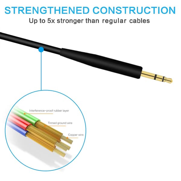 3,5 mm - 2,5 mm han-stereostikkabel til Bose EOE2 / EOE2i / AE2 / QC25 / QC35 hovedtelefoner.