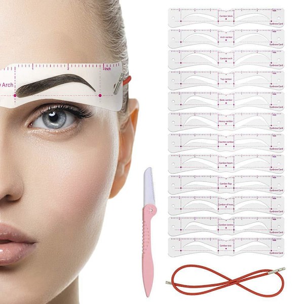 12 Style Fixerbar Ögonbrynsstencil Ett Steg Ögonbrynsstämpel Professionell Ögonbryn Ögonbrynsset Kortkit M9 Eyebrow card+rope+tool One size