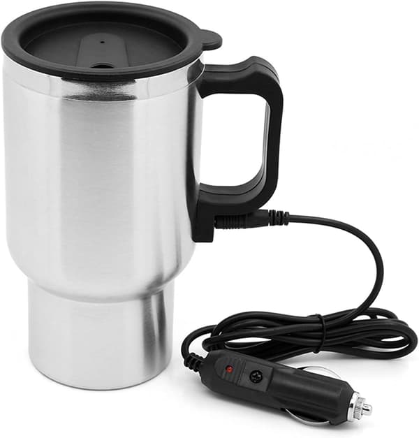 Elkedel til bil, vandflaske i rustfrit stål med varmebase og indikatorlys til te, kaffe, mælk
