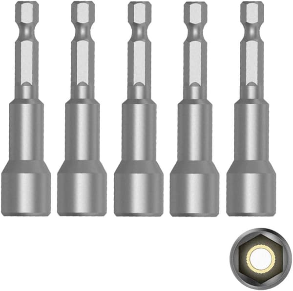 Magnetisk mutterdragarsats - 5-pack 10 mm mutterdragarbits med magnetiskt sexkantsskaft