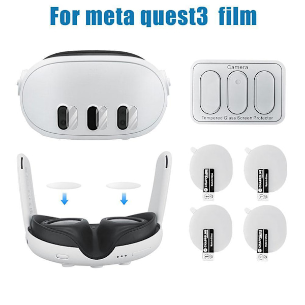 För Meta Quest3 VR Headset VR Värd HD Härdat Glas Film Linsskydd