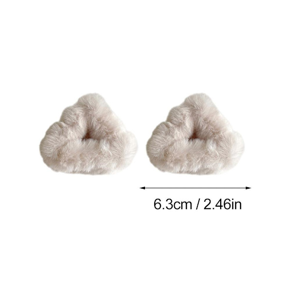 Hårklämmor med kattöron, luddiga triangelhårklämmor, små halkfria käkklämmor( White One size