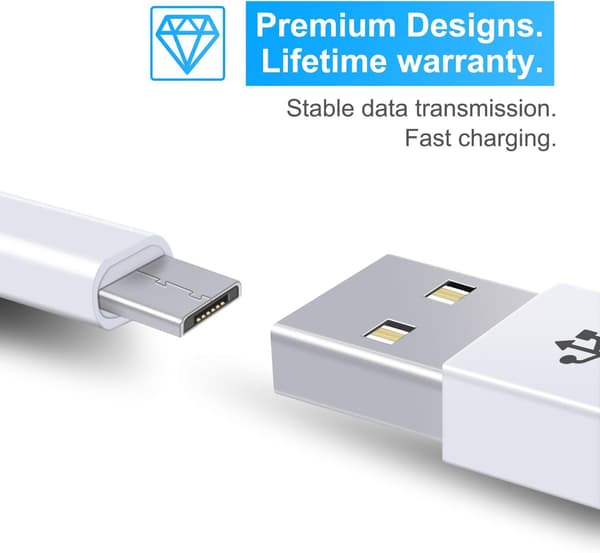 16,4 fot/5 m Micro USB strømforlengelseskabel - Kompatibel med diverse