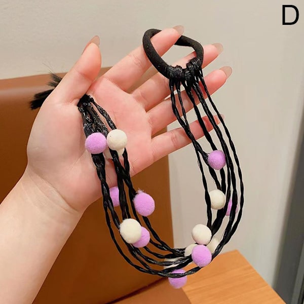 Flätor Hästsvans För Kvinnor Elastisk Twist Fläta Rep Gummiband Purple and white one-size