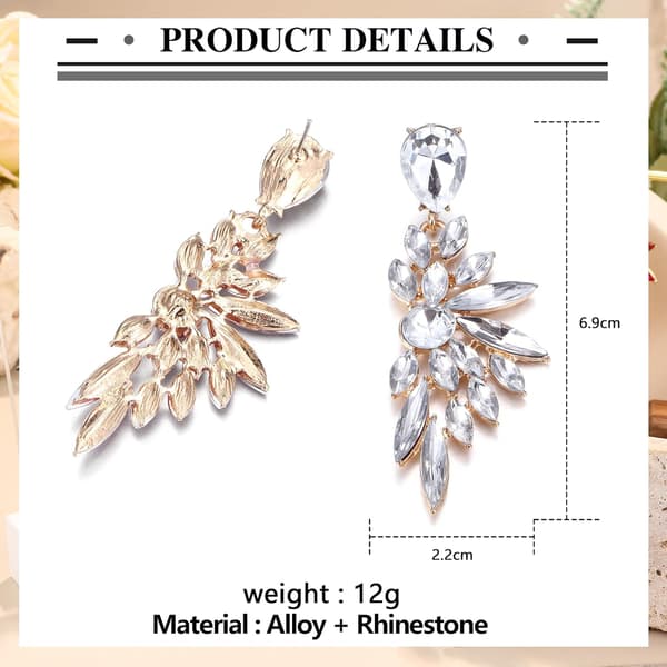 Dråpeøreringer for kvinner Bryllup Brud Krystall Tåreøreringer Bling Edelsten Rhinestone Ørering Statement Fargerike Gull Dingleøreringer A