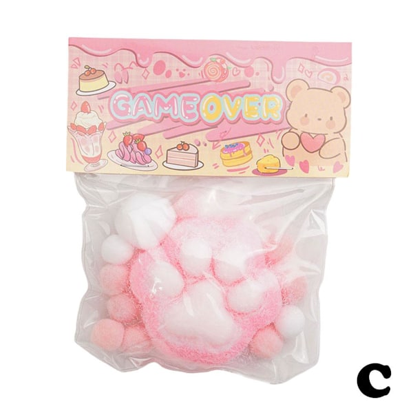 Supermjuk Kattfot Dekompressionsleksak Stor Silikon Flockad Katt  pink onesize