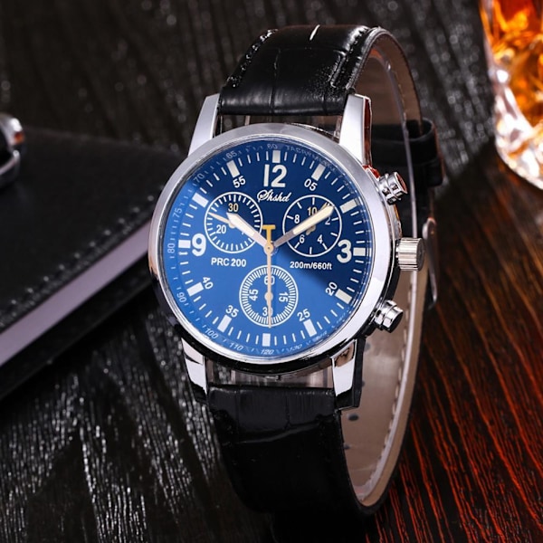 Herrar Läder Militära Casual Analog Kvarts Armbandsur Armbandsur black One-size