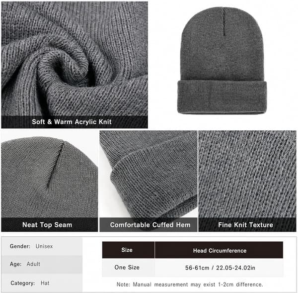 Elastisk dubbellager stickad vintermössa, unisex, varm och vindtät, håller dig varm.