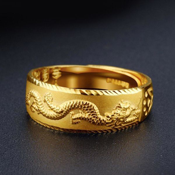 Herr Öppen Ring Dominerande Mode Ring Enkel Retro Herr Bredbrättad Accessoarer Mode W8K2 Golden One size