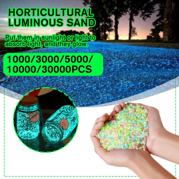 Glow In The Dark Pebbles Stones Luminous Garden Walkaway Tank Aq multicolorC 5000pcs