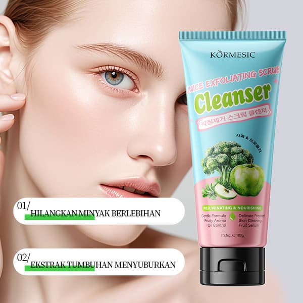 Ansigtsrens med æble og broccoli scrub