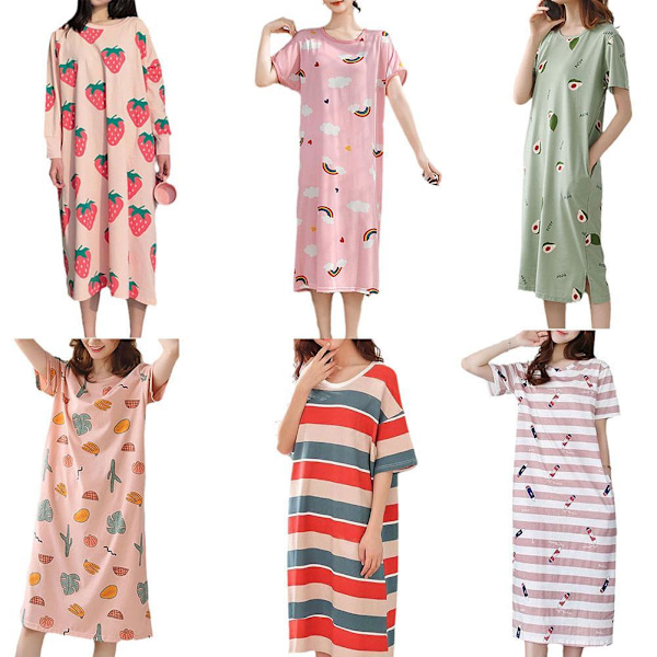 Kortärmad Dam Pyjamas Nattlinne Dam Sommar Set Hemmakläder O7m2 strawberry XL
