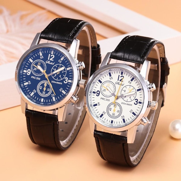 Herrar Läder Militära Casual Analog Kvarts Armbandsur Armbandsur black One-size