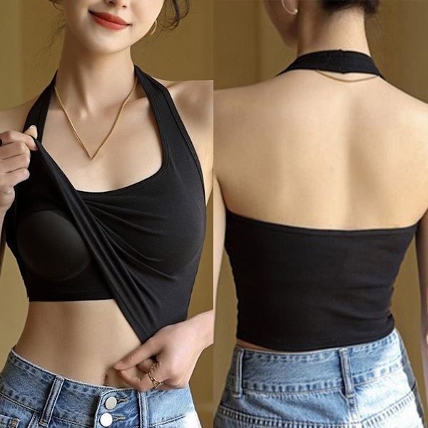 Linne, rygglöst med inbyggda bh-inlägg, Sling Vest Top Q9C7 I9T1 White One size