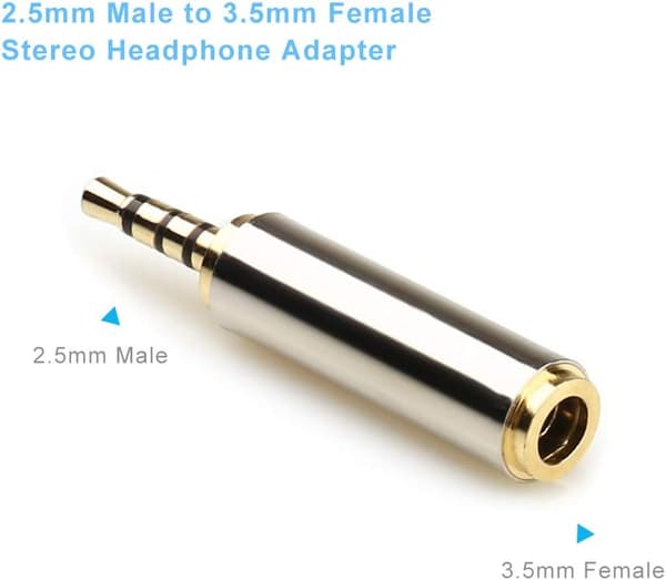 3,5 mm han til 2,5 mm hun & 2,5 mm han til 3,5 mm hun lydadapter