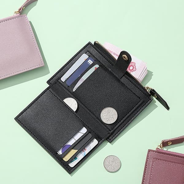 Damplånböcker Bifold Läder Kort Plånbok Mini Väska Kort A9G5 J E3Q9 grey 1 item