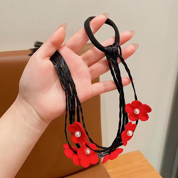 Flätor Hästsvans För Kvinnor Elastisk Twist Fläta Rep Gummiband red one-size