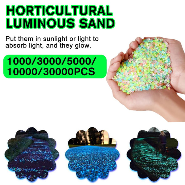 Glow In The Dark Pebbles Stones Luminous Garden Walkaway Tank Aq multicolorC 5000pcs