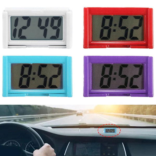 Mini Digital LCD Bordsklocka för Bilinstrumentbräda Datum Tid Kalendrar UK C 1pcs