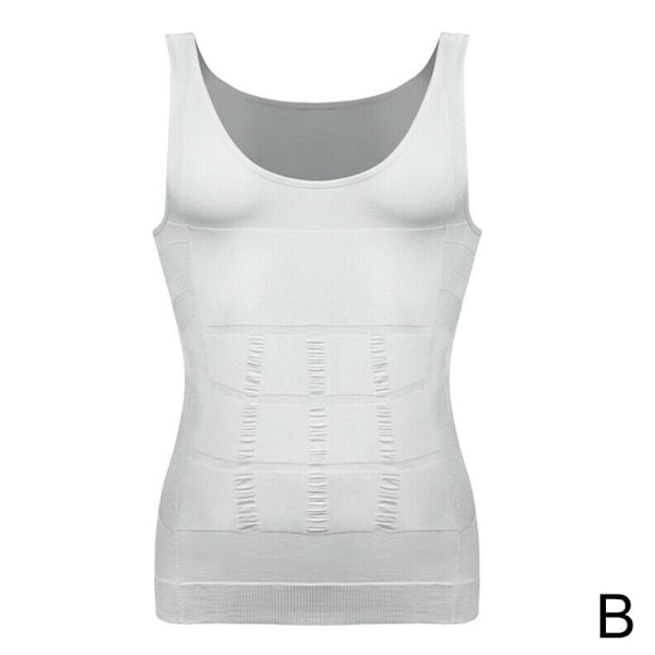 Herr Slimmande Stretchig Shapewear Väst Skjorta Sport Kompression white XL