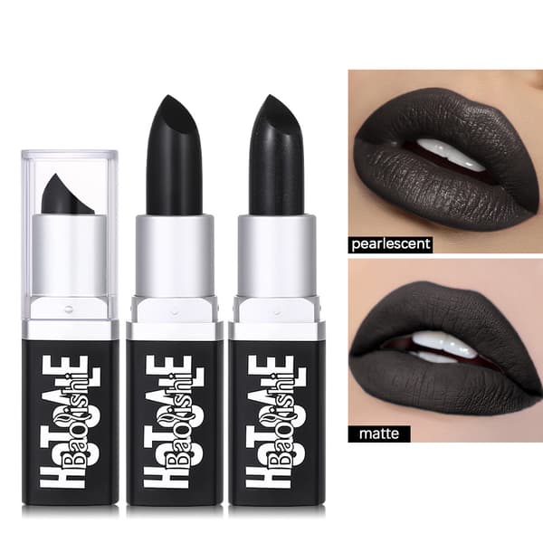 Sort Halloween Læbestift - Mørk Mat Læbefarve til Festlig Makeup blue