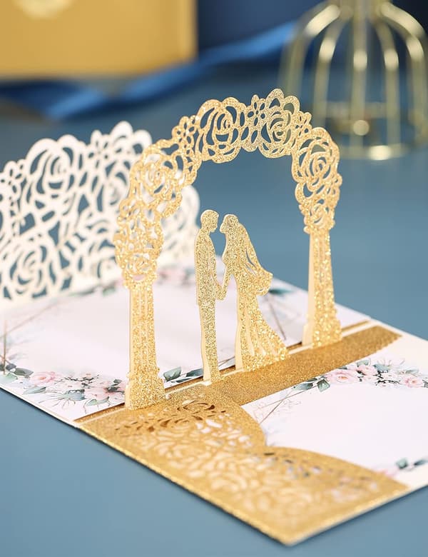 3D Valentinsdag bryllupskort: Pop-up kort med kuvert til elskende