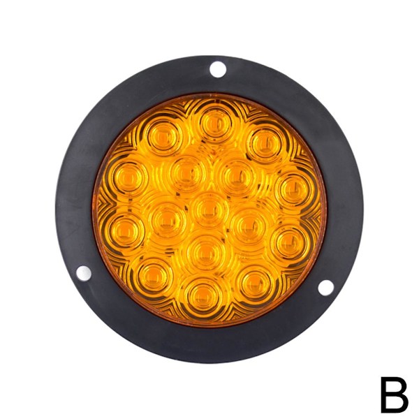 4 tum 16 LED Bakljus Bromsljus Rund Bakre Lampa Blinkers Stopp Varningsljus Backljus För U2Y7 Yellow One size 2pcs