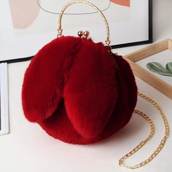 Casual Plysch Axelväska Handväska Kaninöron Väskor Mode Färg Crossbody Present Shopping Flickor S4j5 Red One size