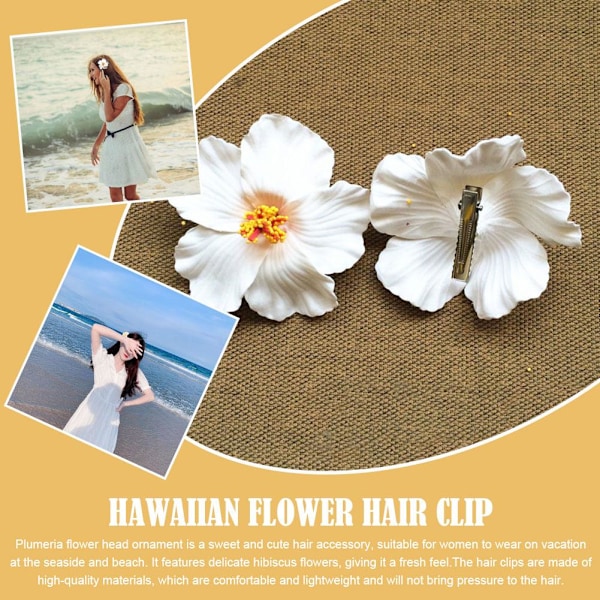 Hawaiiansk Hårklämma med Blomma, Realistisk Hibiskus Hårklämma, Böhmiska Blommor Håraccessoar för Dansare Bröllop Strandfest Hårklämma yellow one-size
