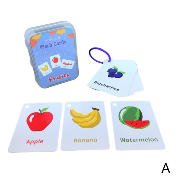 Barn Ring Flash Cards Engelska Läsa Lära Alfabet Lett MulticolorA Fruits
