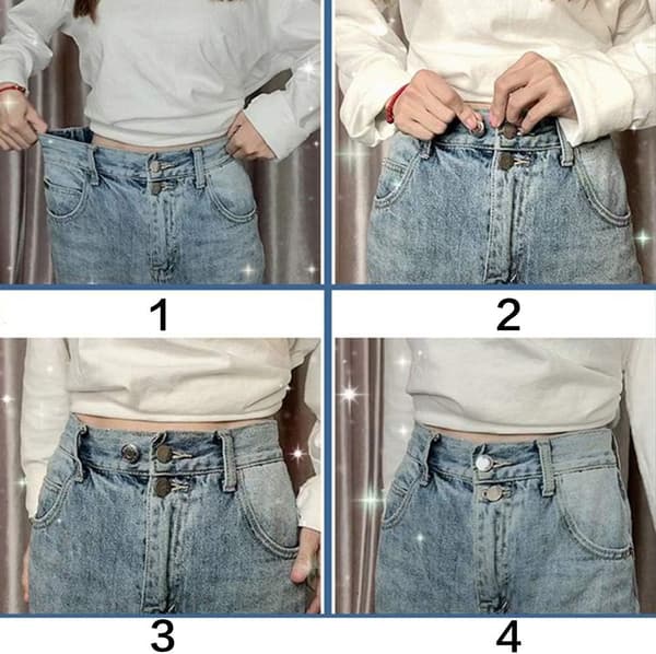 Set med 8 perfekta jeansknappar - ingen sömnad behövs