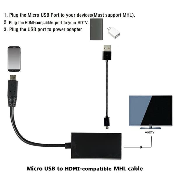 Micro USB 2.0 MHL til HDMI-kabel HD 1080P til Android til Samsung HTC Mini Android Mirco-adapter HDMI USB-konverter