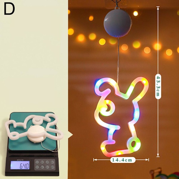 1 st Påskfönsterlampor Hängande Kanin Inomhus LED Sugkopp H rabbit Colorful light