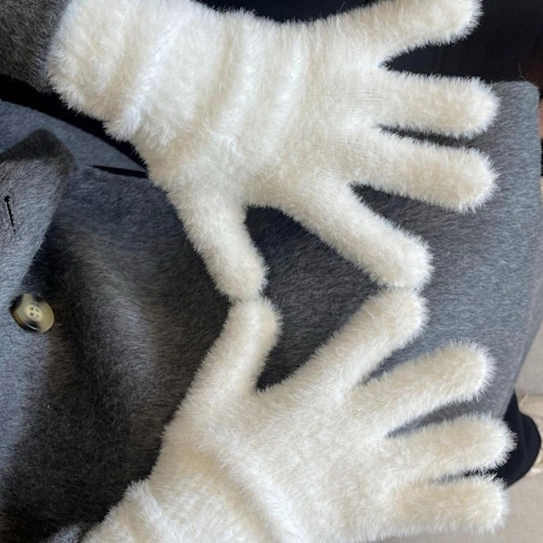 2x Mink Sammet Tjocka Handskar Fluffiga Päls Helfingerhandskar Vantar Varma Gl`AU. Gray One size
