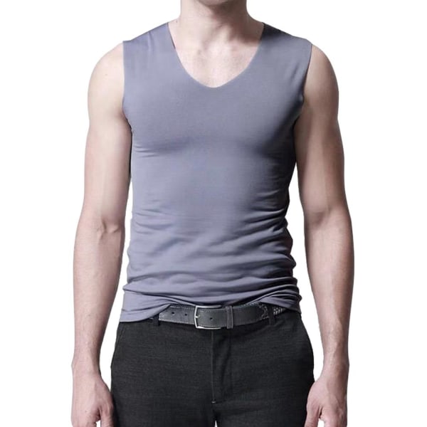 Män Ice Silk Vest Casual Andas ärmlös väst T-shirt För gray XXL
