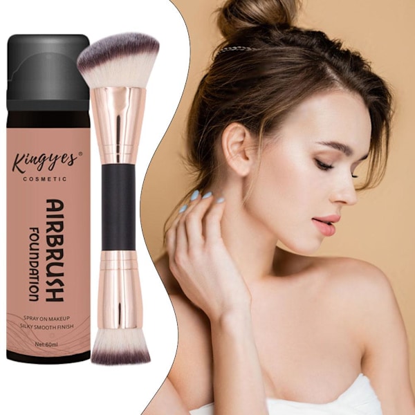 Airbrush Foundation Makeup Spray, Vattentät Full Coverage Foundation✨y Double head + flat head 1pcs
