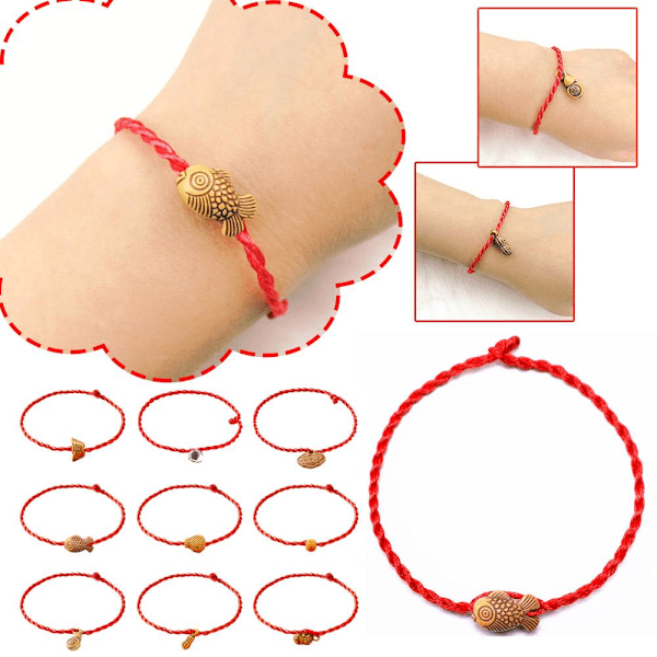 Nyårsgåva Lyckohänder Armband Rött Rep Liten Gåva Armband C One size
