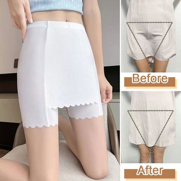 Dubbelt Lager Osynliga Underkjol Shorts Anti-Skav Framsida Gren Säkerhetsshorts < black L