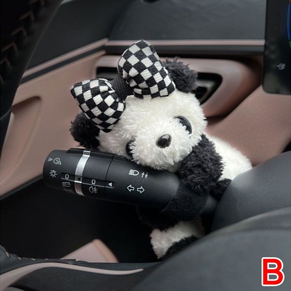 Bil Söt Rosett Panda Vindrutetorkare Blinkers Omkopplare Ornament Auto P Panda with Pink Bow One size