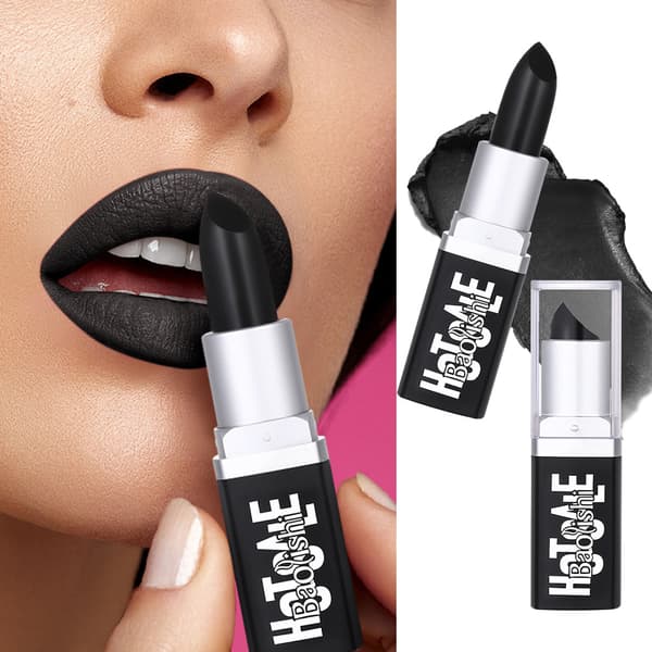Sort Halloween Læbestift - Mørk Mat Læbefarve til Festlig Makeup blue