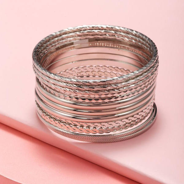 12 st/set Punk Kedjearmband Set för Kvinnor Boho Tjock Charm Armband Lot P A2W8 Gold One size