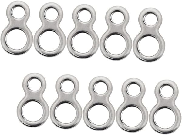 10 stk. kraftige figur 8 ringforbindere til fiskeri, dobbelt huller, rustfrit stål, splitringe