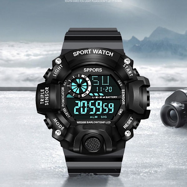 Digital Lysande Unisex Sport Vattentät Klocka Herrklockor Mode Damarmbandsur A7K9 Red One size