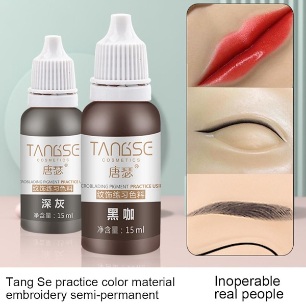 Pigment Makeup Ögonbryn Tattoo Läppar Ögonlinje Bläck Semi Permanent 1 black coffee 15ml